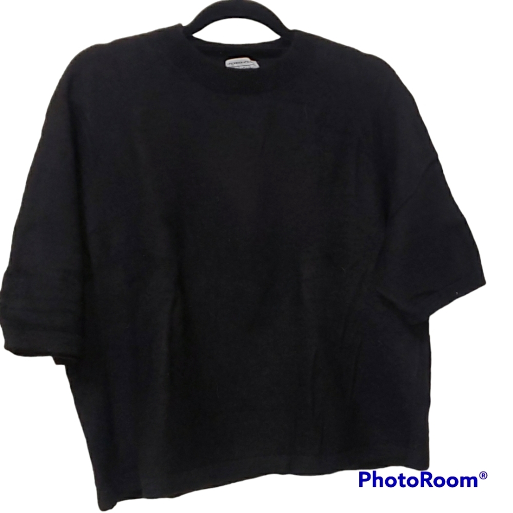 & Other Stories Short  Sleeve Alpaca Wool Blend Black Sweater